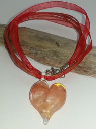 Kette Stoffband Rotes Herz
